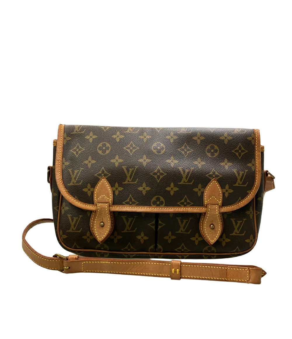 Louis Vuitton Gibere Shoulder Bag Leather Black Brown
